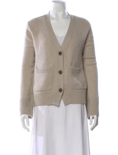 Pre-owned Lisa Yang Cashmere V-neck Sweater In Neutral
