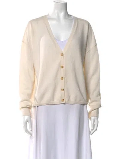 Pre-owned Lisa Yang Cashmere V-neck Sweater In Neutral