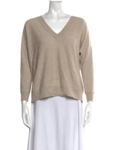 Pre-owned Lisa Yang Cashmere V-neck Sweater In Neutral