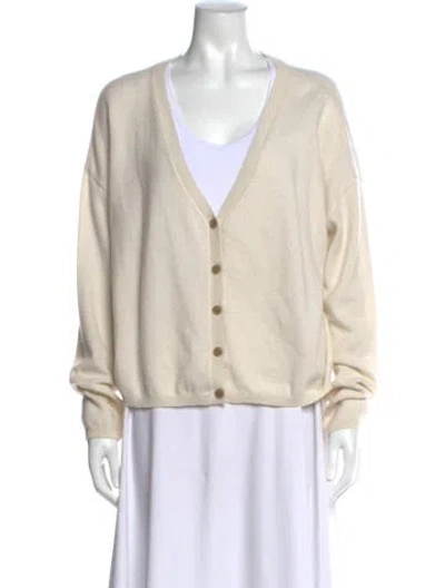 Pre-owned Lisa Yang Cashmere V-neck Sweater In Neutral