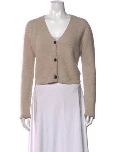 Pre-owned Lisa Yang Cashmere V-neck Sweater In Neutral