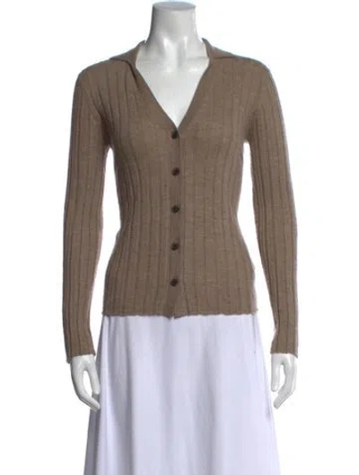 Pre-owned Lisa Yang Cashmere V-neck Sweater In Neutral