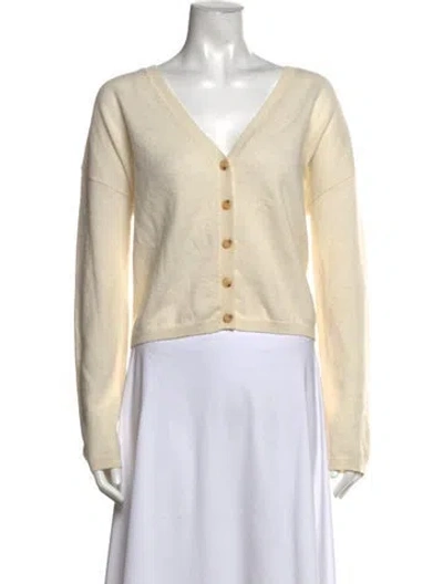 Pre-owned Lisa Yang Cashmere V-neck Sweater In Neutral