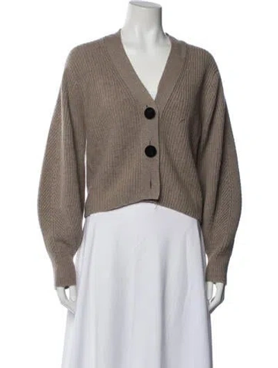 Pre-owned Lisa Yang Cashmere V-neck Sweater In Neutrals