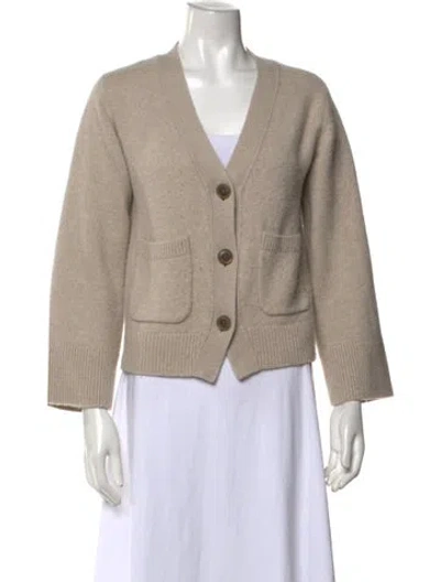 Pre-owned Lisa Yang Cashmere V-neck Sweater In Neutrals