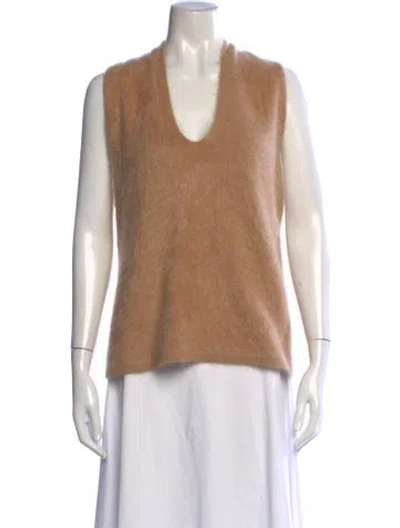 Pre-owned Lisa Yang Cashmere V-neck Sweater In Neutrals