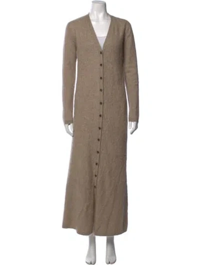 Pre-owned Lisa Yang Cashmere V-neck Sweater In Neutrals