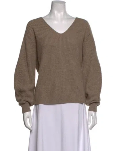 Pre-owned Lisa Yang Cashmere V-neck Sweater In Neutrals