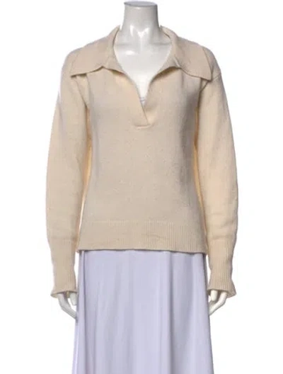 Pre-owned Lisa Yang Cashmere V-neck Sweater In Neutrals