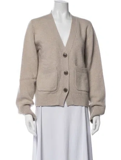 Pre-owned Lisa Yang Cashmere V-neck Sweater In Neutrals
