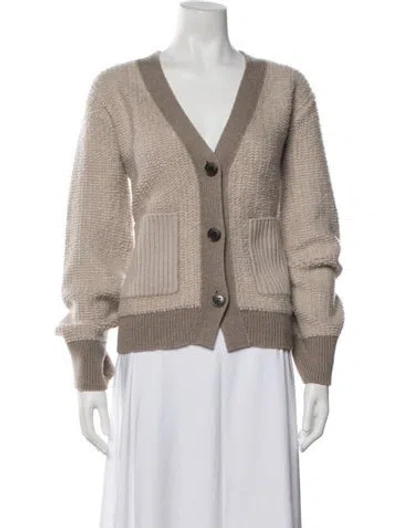 Pre-owned Lisa Yang Cashmere V-neck Sweater In Neutrals
