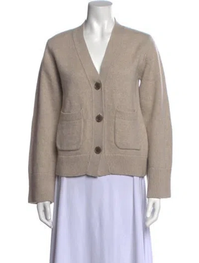 Pre-owned Lisa Yang Cashmere V-neck Sweater In Neutrals