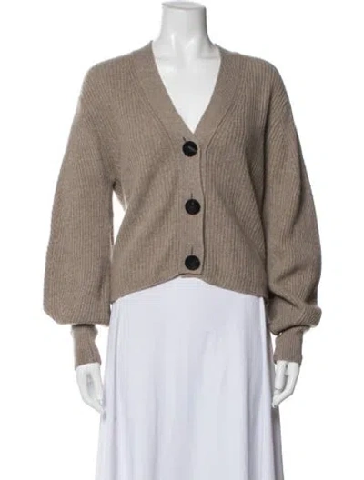 Pre-owned Lisa Yang Cashmere V-neck Sweater In Neutrals