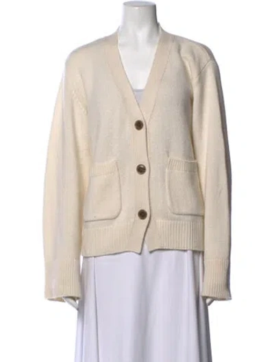 Pre-owned Lisa Yang Cashmere V-neck Sweater In Neutrals