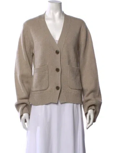 Pre-owned Lisa Yang Cashmere V-neck Sweater In Neutrals