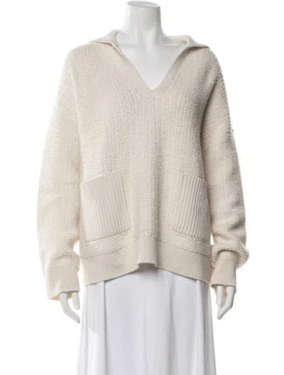 Pre-owned Lisa Yang Cashmere V-neck Sweater In Neutrals
