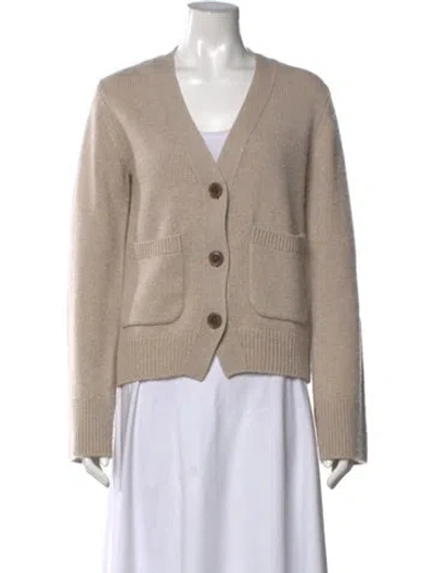 Pre-owned Lisa Yang Cashmere V-neck Sweater In Neutrals