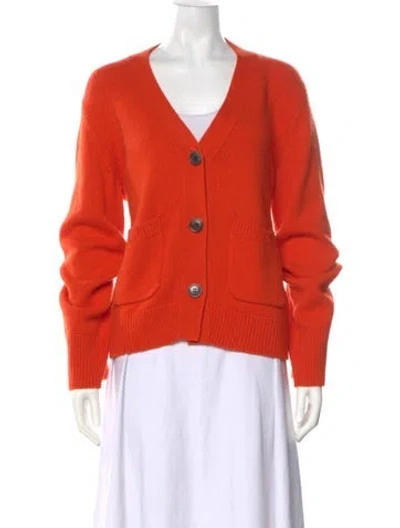 Pre-owned Lisa Yang Cashmere V-neck Sweater In Orange