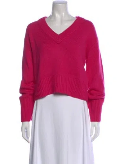 Pre-owned Lisa Yang Cashmere V-neck Sweater In Pink