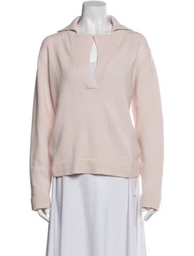 Pre-owned Lisa Yang Cashmere V-neck Sweater In Pink