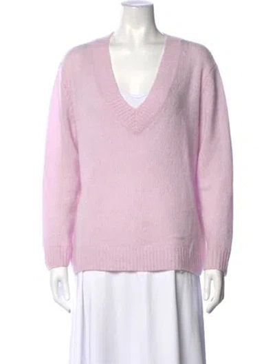 Pre-owned Lisa Yang Cashmere V-neck Sweater In Pink