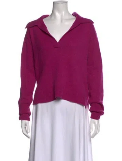 Pre-owned Lisa Yang Cashmere V-neck Sweater In Purple