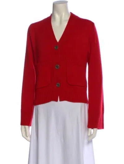 Pre-owned Lisa Yang Cashmere V-neck Sweater In Red