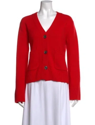 Pre-owned Lisa Yang Cashmere V-neck Sweater In Red
