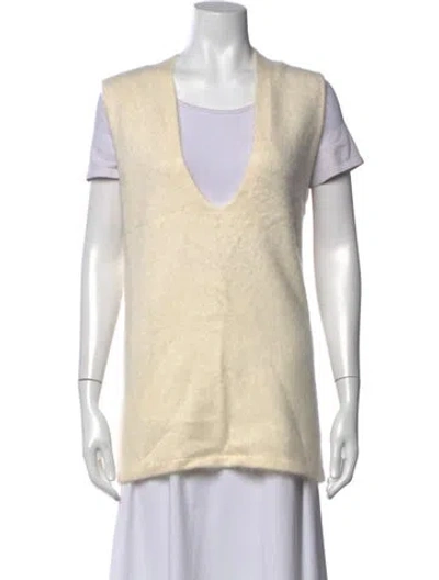 Pre-owned Lisa Yang Cashmere V-neck Sweater W/ Tags In Neutrals