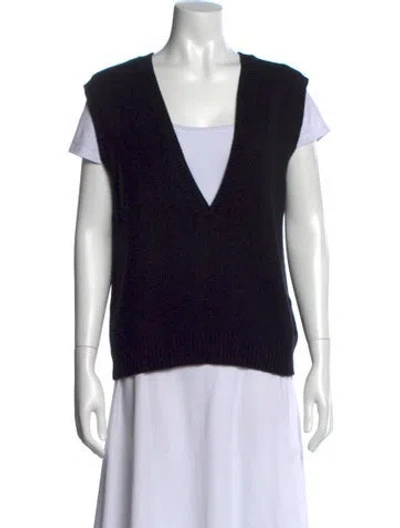 Pre-owned Lisa Yang Cashmere V-neck Top In Black