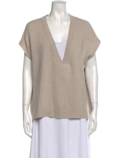 Pre-owned Lisa Yang Cashmere V-neck Top In Neutral
