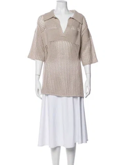 Pre-owned Lisa Yang Cashmere V-neck Top In Neutral
