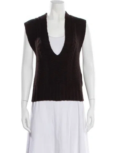 Pre-owned Lisa Yang Cashmere V-neck Top W/ Tags In Brown