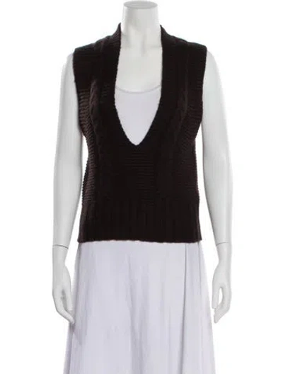 Pre-owned Lisa Yang Cashmere V-neck Top W/ Tags In Brown