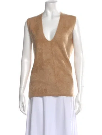 Pre-owned Lisa Yang Cashmere V-neck Top W/ Tags In Neutral