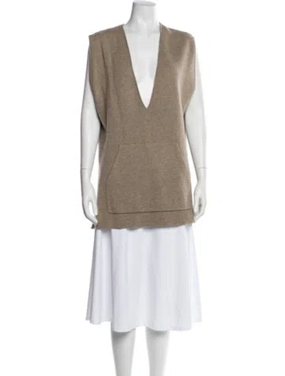 Pre-owned Lisa Yang Cashmere V-neck Tunic In Gray