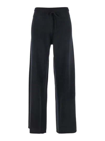 Lisa Yang Cashmere Wide-leg Pants With Elastic Waist And Drawstring In Purple
