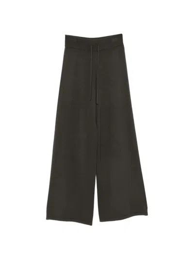 Lisa Yang Cashmere Wide-leg Pants With Elastic Waist And Side Pockets In Verde