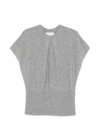 Lisa Yang Cashmere-silk Crewneck Sweater With Ribbed Hems In Grigio