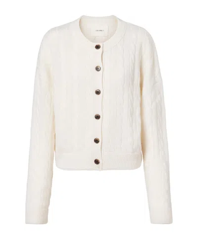 Lisa Yang Cassie Cable-knit Cashmere Cardigan In White