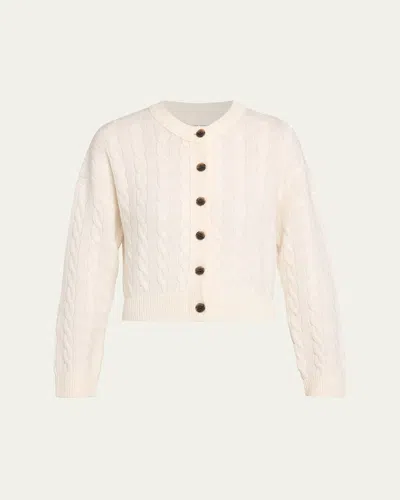 Lisa Yang Cassie Cashmere Cable Knit Crewneck Cardigan In Pink