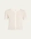 Lisa Yang Charlotte Short-sleeve Cashmere Cardigan In White