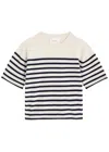 Lisa Yang Cila Striped-intarsia Cashmere T-shirt In Cream