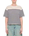 Lisa Yang Cila Striped-intarsia Cashmere T-shirt In Neutrals
