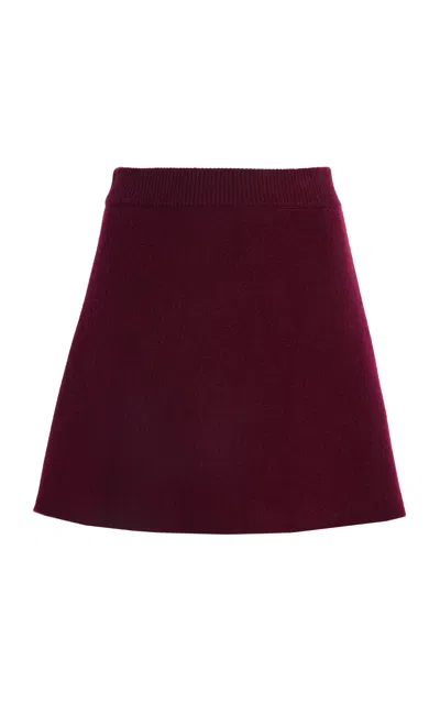 Lisa Yang High-waisted Flared Mini Skirt In Pure Cashmere In Burgundy