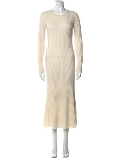Pre-owned Lisa Yang Crew Neck Long Dress In Neutral