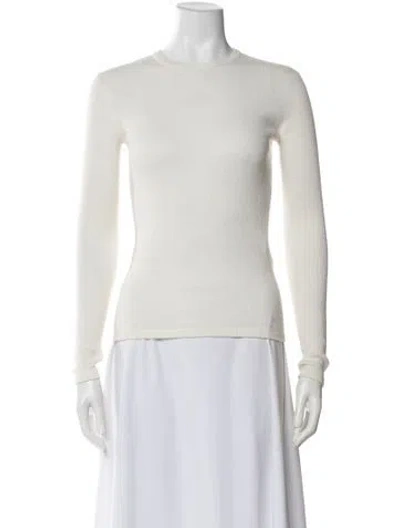Pre-owned Lisa Yang Crew Neck Long Sleeve Top In White