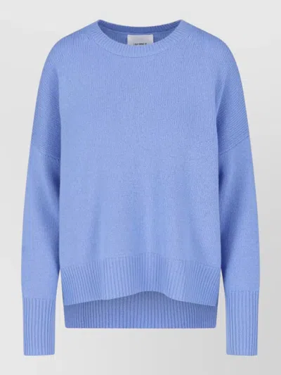 Lisa Yang Crew Neck Top Long Sleeves Ribbed Finish In Blue