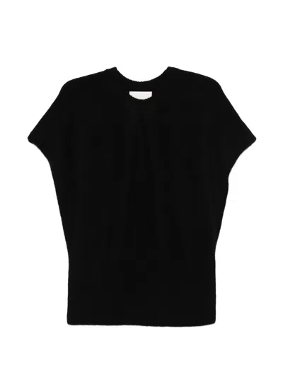 Lisa Yang Crewneck Cashmere-silk Sweater With Ribbed Hems In Black