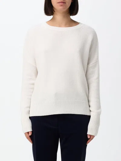 Lisa Yang Crewneck Jumper In Pure Cashmere With Long Sleeves And Ribbed Trims In White